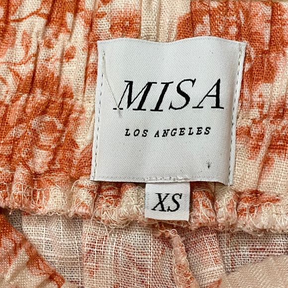 MISA Los Angeles Toile Floral Linen Cotton Blend Cropped Resort Pants XS Garden - Picture 3 of 6